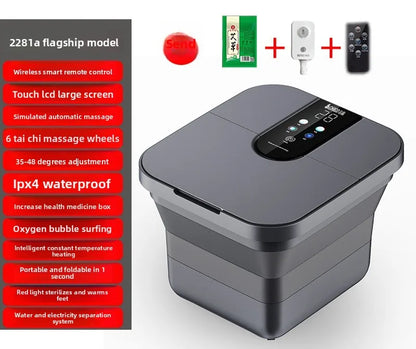 Portable Folding Foot Bath Bathtub Heated Electric Automatic Massage Foot Spa Temperature Control Folding Bucket Home Furniture