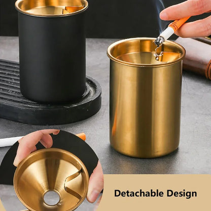 Windproof Stainless Steel Ashtray with Lid, Smokeless Cigar Ashtray for Indoor Outdoor Patio Use, 1PC Home Smoking Accessory