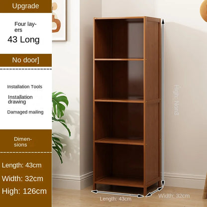 Bookcase with door, multi-layer storage rack, seam storage cabinet, living room display cabinet, bookshelf