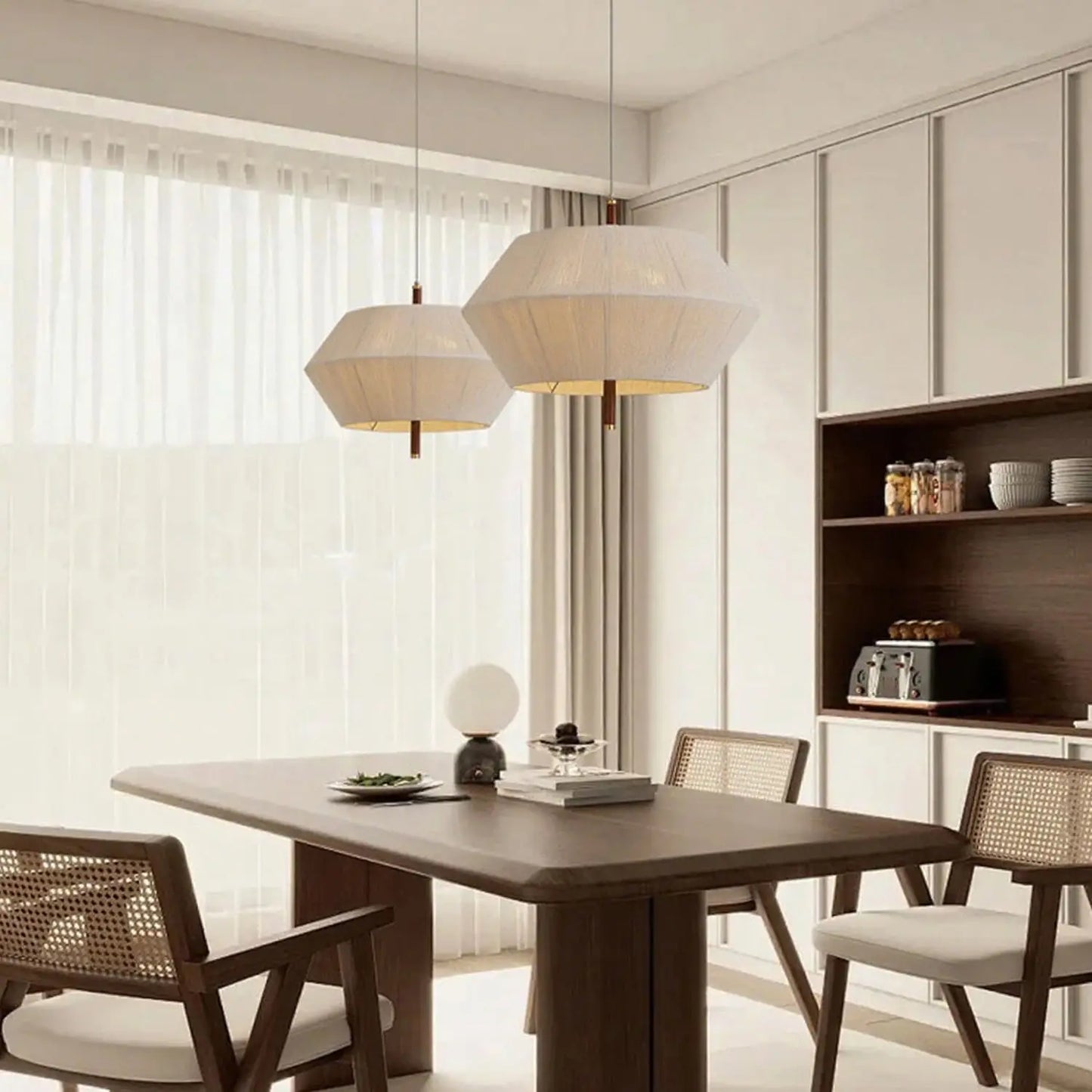 Wabi Sabi Woven Cotton Thread LED Pendant Light Minimalist Hand-Woven Chandeliers Restaurant Living Room Bar Hotel Hanging Lamp
