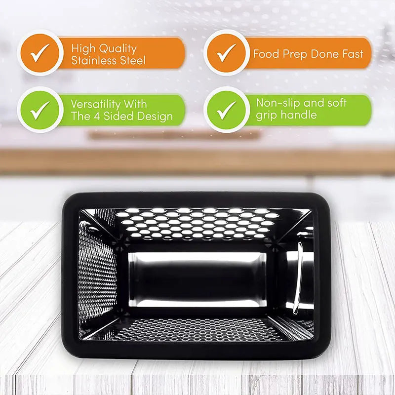 Stainless Steel Box Cheese Grater With Container 4 Sides Box Grater Handheld Kitchen Food Shredder for Vegetable Ginger Cutter