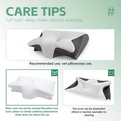 New  2 in 1 Ergonomic Neck Horn Pillow for Side Back Stomach Sleepers Contoured Design Shoulder Relaxation Soft Yet Firm Support