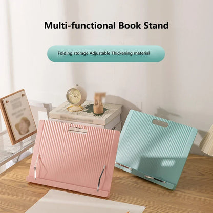 Adjustable Portable Folding Bookend Stand Reading Book Stand Books Recipe Shelf Folding Holder Organizer for Music Score Tablet