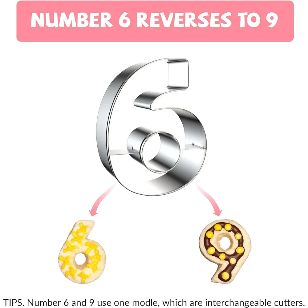 9PCS Number Cookie Cutters Set Birthday Numbers 0-8 Stainless Steel Cookie Cutters Shapes DIY Fondant Cutter Molds YY214