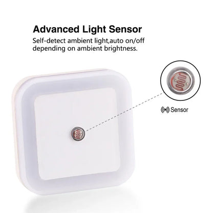 LED Night Light Wireless Sensor EU/US Plug Mini Square Lighting Lamp For Baby Children Living Room Bedroom Corridor Night Lights