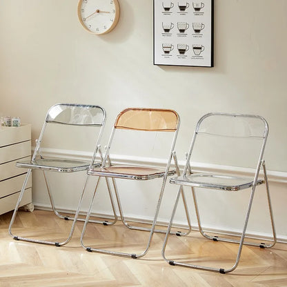 Internet celebrity folding chair acrylic transparent chair completed photo without chair simple folding crystal diningchairstool