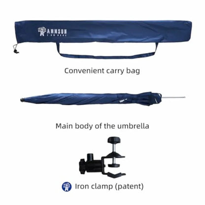 XL Chair Umbrella with Universal Clamp Adjustable 47 Inch and 360-degree Swivel UPF 50+ Portable Clamp on Camping or Beach Chai