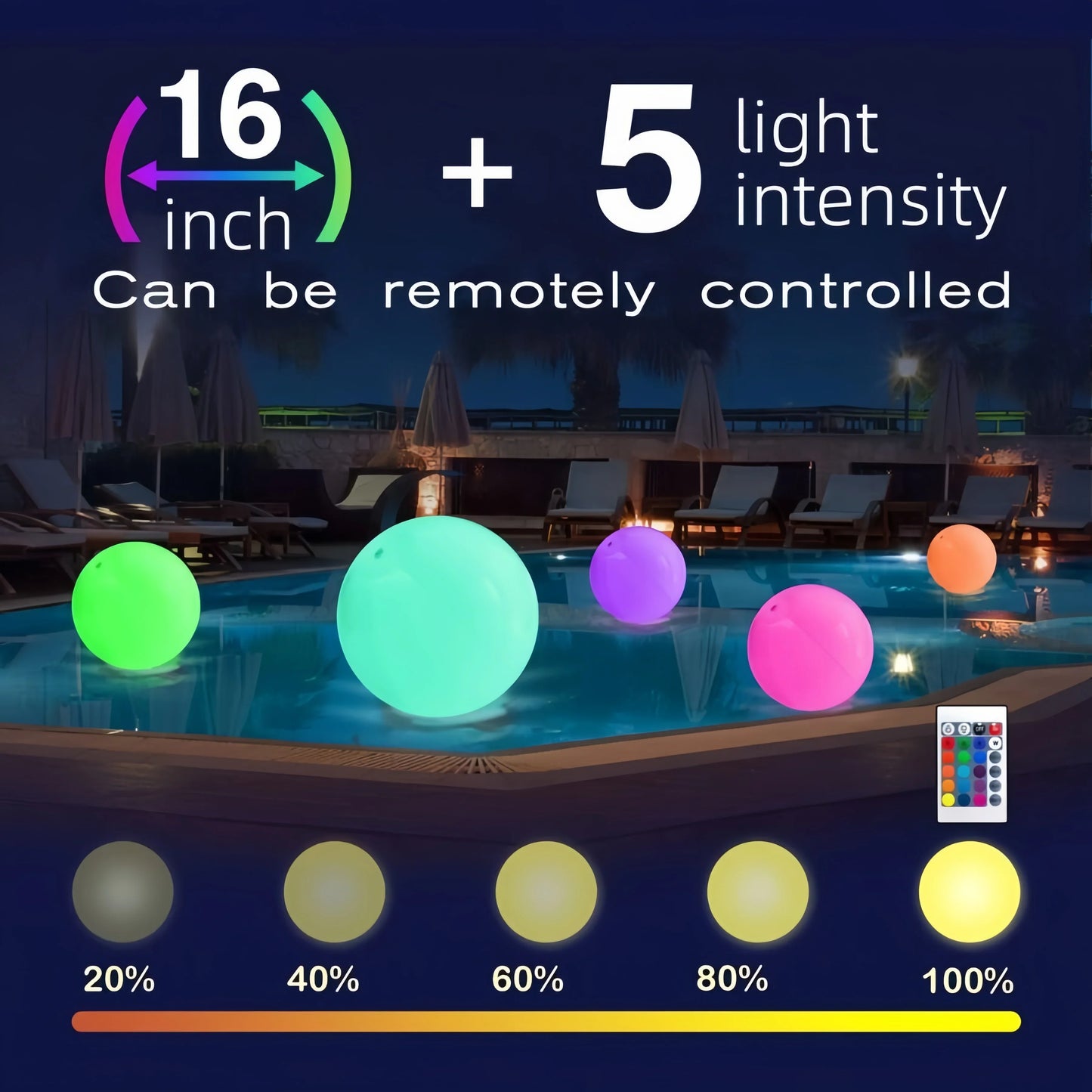 Pool Infaltable Ball - 1 Pack Light Up Beach Balls 8 Light Modes, Pool Beach Games Balls for Outdoor or Indoor Activities