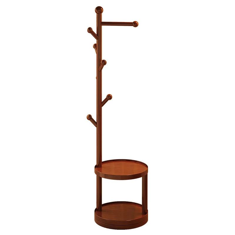 Solid Wood Floor Coat Rack Standing Clothes Hanger Stand Multilevel Shelf Hat Bag Organizer Entrance Hall Bedroom Living Room