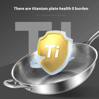 Kengqiang Pure Titanium Frying Pan Uncoated Non Stick Pan Fish Scale Hammer Pattern Titanium Alloy Wok Kitchen Custom Cookwares