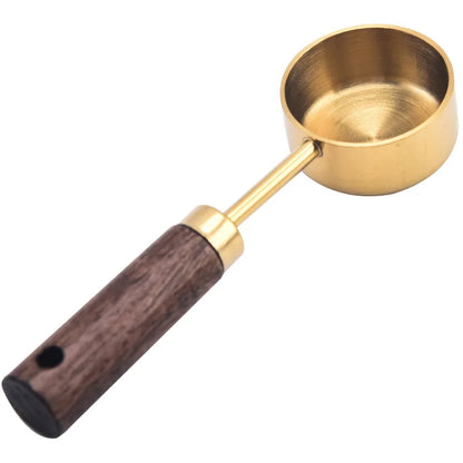 15ml Stainless Steel Measuring Spoon Tablespoon Coffee Scoop Wood Handle Sugar Powder Coffee Bean Measure Spoon Kitchen Tools