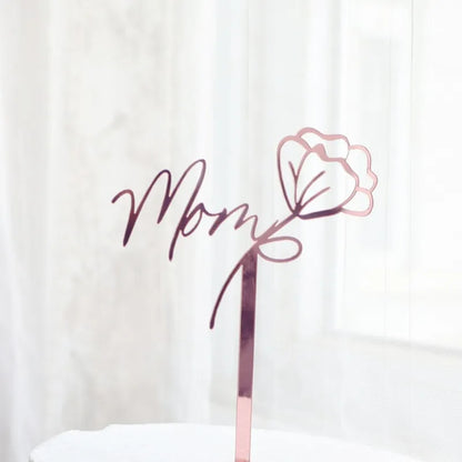 Happy Mothers Day birthday Cake Topper Gold Simple design Acrylic MOM Party Cake Toppers Mother's Day Gifts Dessert Decoration