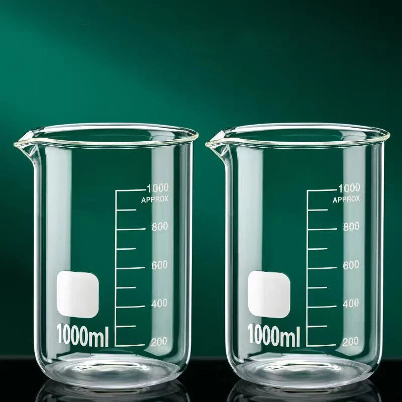 JUSTINLAU 50/100/150/250/500/1000ML High Borosilicate Glass Measuring Cup with Scale Laboratory Beaker Kitchen Baking Glass Cups