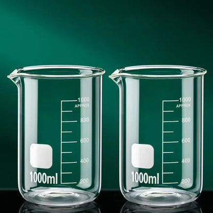 JUSTINLAU 50/100/150/250/500/1000ML High Borosilicate Glass Measuring Cup with Scale Laboratory Beaker Kitchen Baking Glass Cups