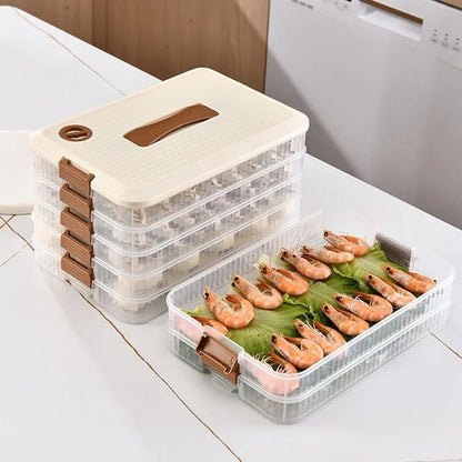 Dumpling Storage Box Multi-Layer Transparent Refrigerator Dumpling Fresh Keeping Container Home Kitchen Food Sealed Storage Box