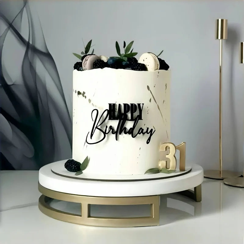 2025 New Happy Birthday Cake Topper Dessert Decoration Gold Side Acrylic Kids Party Cake Toppers for Baby Shower Baking Supplies