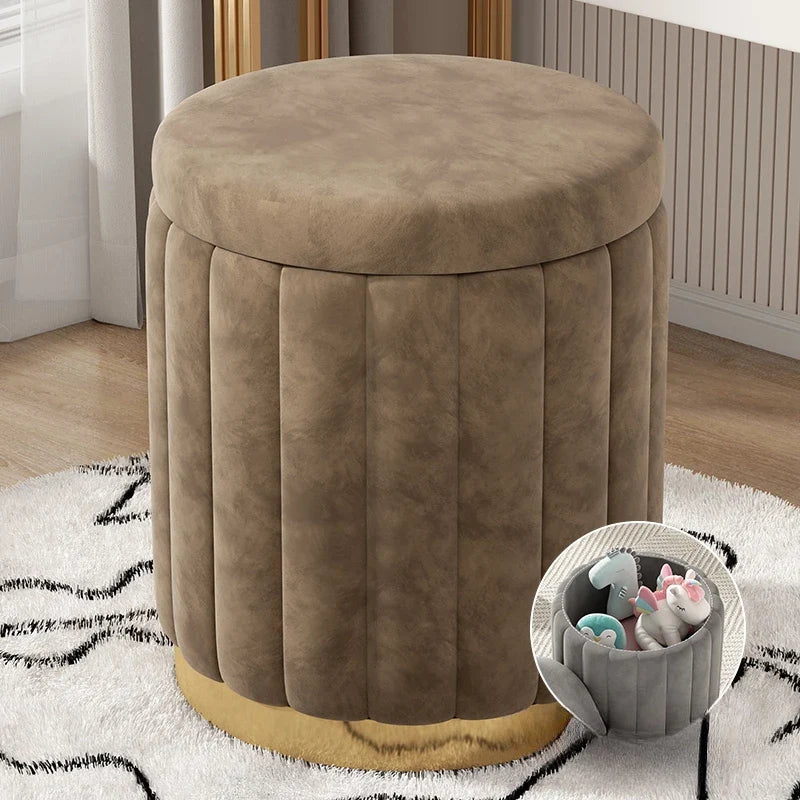 Makeup stool light luxury round stool chair bedroom Internet celebrity storage bench sofa stool dresser stool makeup chair small