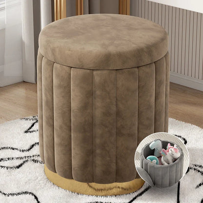 Makeup stool light luxury round stool chair bedroom Internet celebrity storage bench sofa stool dresser stool makeup chair small