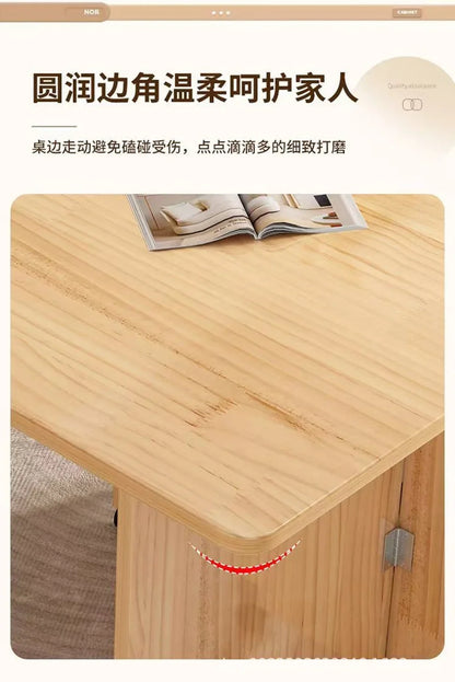 Solid wood folding dining table small household dining table multifunctional rectangular movable folding table