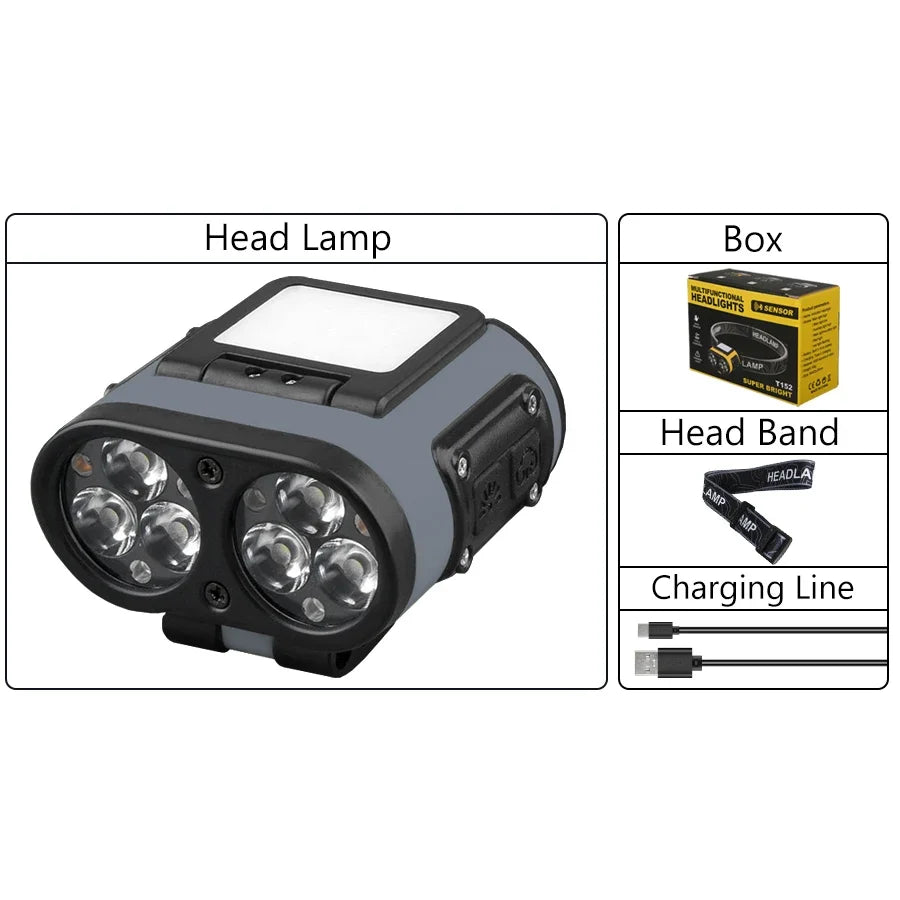 Owl Headlamp Type-c Rechargeable Headlight Portable Rotating Hunting Lights Led Flashlight Fishing Front Bicycle Light