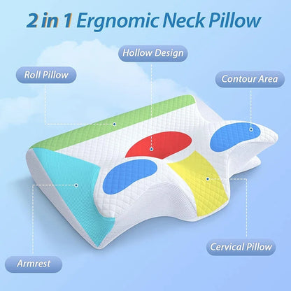 Comfortable Memory Foam Sleep Pillow Butterfly Sleep Memory Neck Pillow Cervical Orthopedic Neck Massage Slow Rebound Bed Pillow