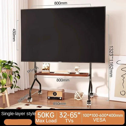 Rolling Floor Mobile TV Stand for 32-75 Inch LCD LED Flat/Curved Panel Screen TVs TV Cart Holds up to 110Lbs Max VESA 600x400mm