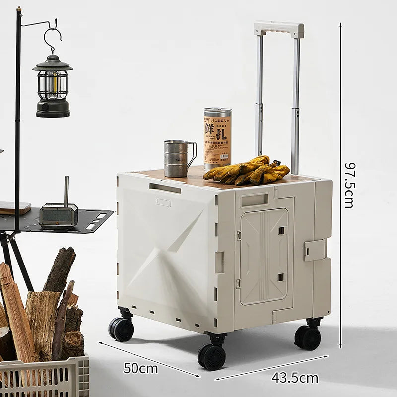 Outdoor camper trolley case picnic tools car foldable movable dining table multi-functional camp car