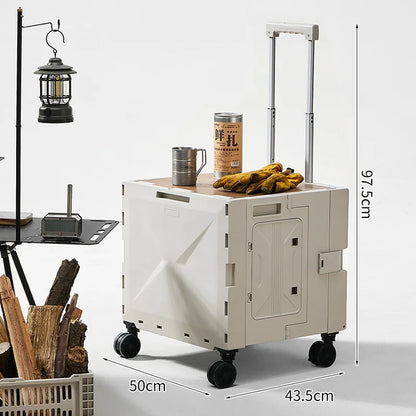 Outdoor camper trolley case picnic tools car foldable movable dining table multi-functional camp car