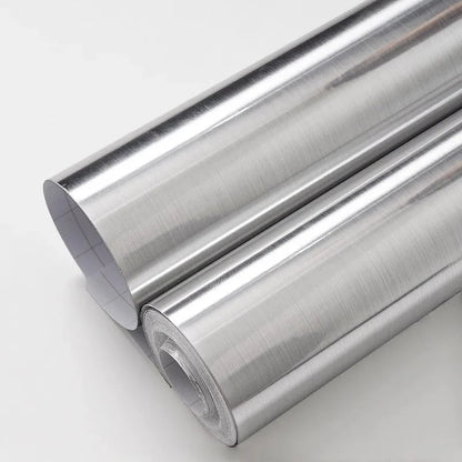 PVC Stainless Brushed Silver Removable Wallpaper Decor Film Vinyl Waterproof Oil-proof House Appliance Kitchen Elevator Sticker