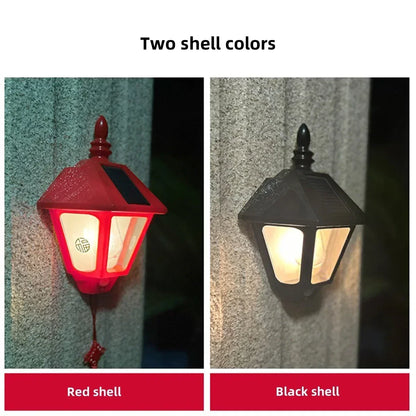 LED Outdoor Solar Wall Light Human Motion Sensing Retro Powered Lamp Waterproof Villa Garden Balcony Decorative Wall Lamp