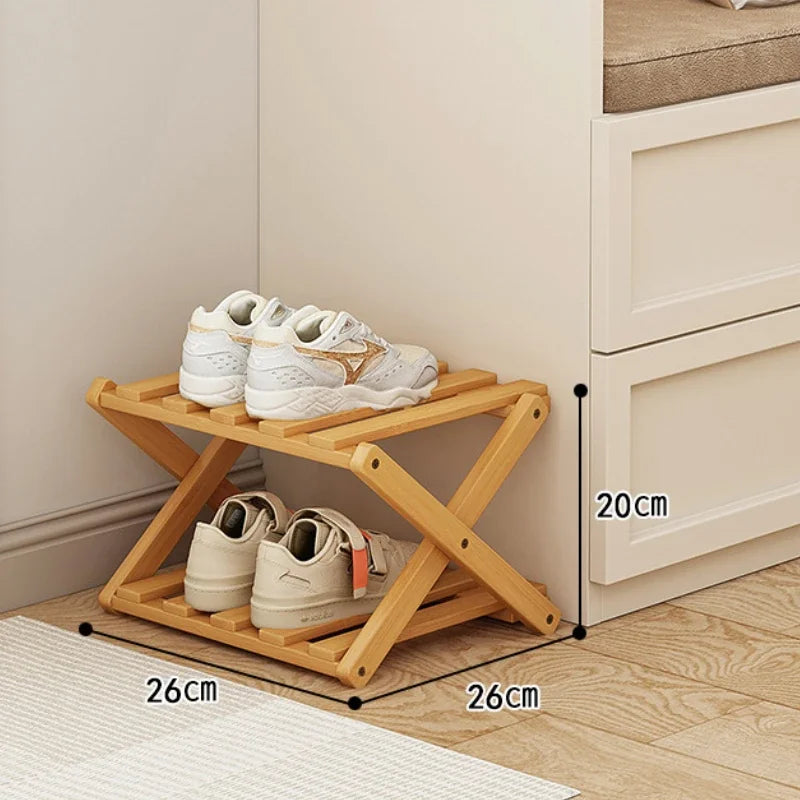 Shoe Rack Bamboo Made Telescopic Doorway Shoe Rack No Installation Required Frame Multi Layer Household Foldable Shoes Shelves
