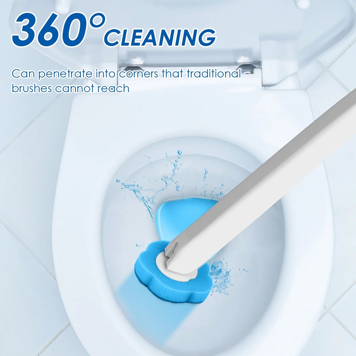 Toilet Wand Kit Wall Mounted Toilet Brush Set with 24 Replacement Brush Heads 360° Bathroom Effective Cleaning Tool for Home