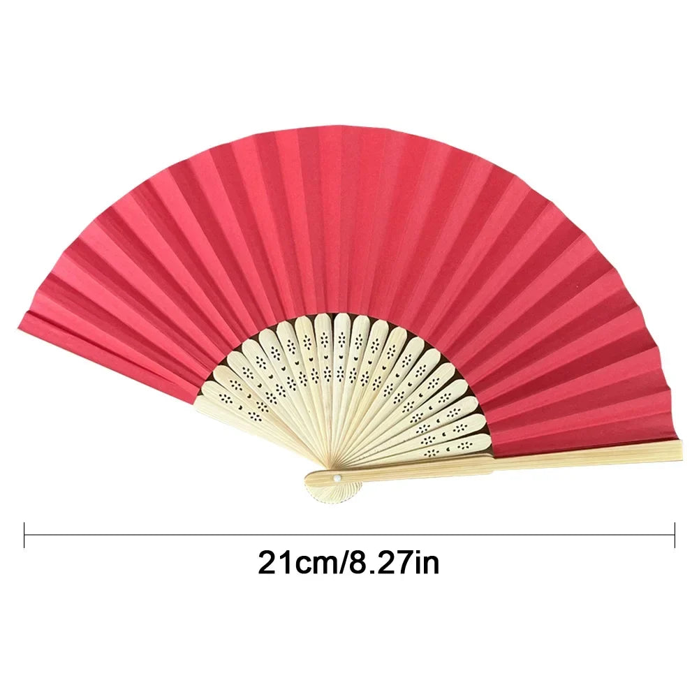 Hand Fan Bamboo Paper Fan Pocket Folding Fan Solid Color Guest Fans DIY Guest Gift for Wedding Birthday Summer Party