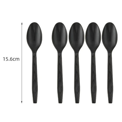 Disposable Tableware Solid Black Theme Birthday Party Paper Napkins Cups Plates Tablecloths Knife Fork Spoon Party Decorations