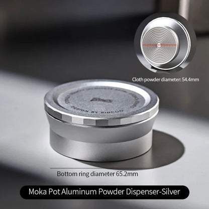 Bincoo Moka Pot Coffee Distributor, Aluminum Alloy Dosing Ring, Tamper, Anti-Spill Powder Funnel, Threaded Bottom Coffee Press