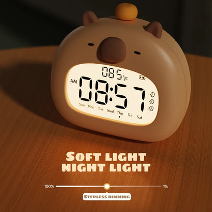 LED Capybara Night Light Cute Capybara Alarm Clock USB Rechargeable Timer Desktop Decoration Alarm Clock Ornaments Children Gift