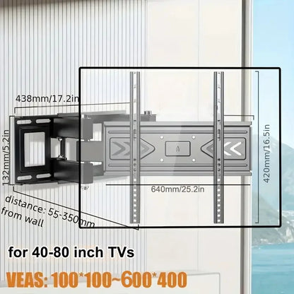 Full Motion TV Wall Mount for Most 40-80 inch TV Swivel Tilt Mount with Dual Articulating Arms Up to 121 lbs VESA 600x400mm