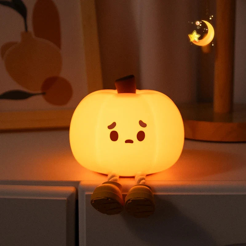 Cute Silicone Night Lamp Pumpkin Night Light Halloween Ghost Witch Decoration Dimmable Timer Bedside Decoration Children Gift