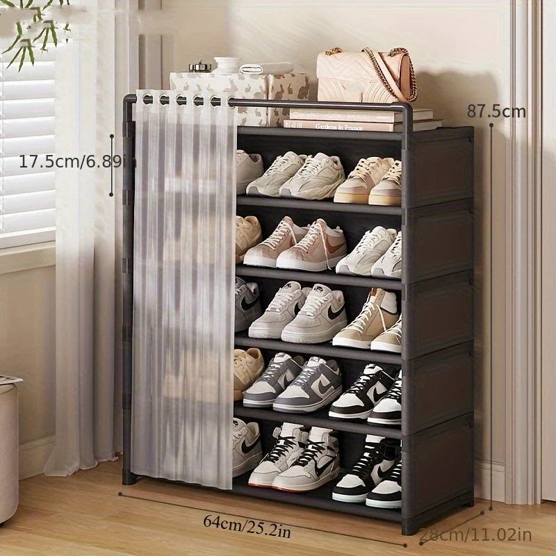Dustproof Foldable Shoe Display Rack with Non-Slip Base, Easy to Clean, Multi-Layer Storage Shelf for Shoes and Accessories