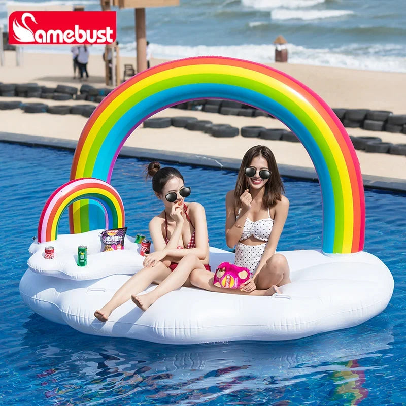 Camebust Inflatable Water Buoy Rainbow Arch Floating Rainbow Swimming Pool Float for Party Decoration