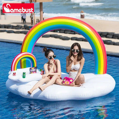 Camebust Inflatable Water Buoy Rainbow Arch Floating Rainbow Swimming Pool Float for Party Decoration
