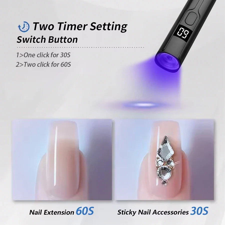 Portable Mini UV Nail Lamp for Gel Nails Handheld UV Light for Nails LED Nail Lamp 3W Nail Dryer for Curing Gel Polish Nail