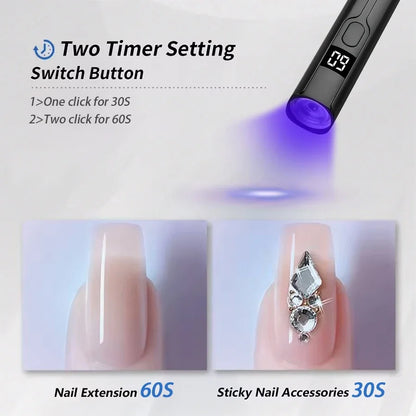 Portable Mini UV Nail Lamp for Gel Nails Handheld UV Light for Nails LED Nail Lamp 3W Nail Dryer for Curing Gel Polish Nail