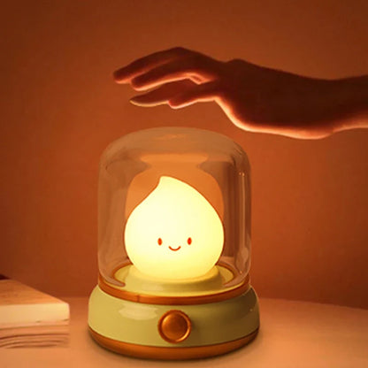 Cute Flame Lamp Candle Night Light Desktop LED Decorative Lamp USB Rechargeable Night Light Bedroom Creative Children's Gift