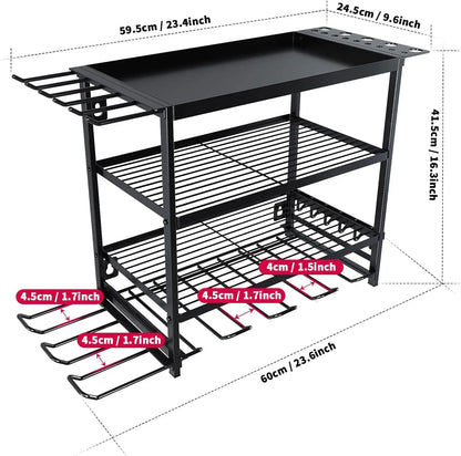 Power Tool Storage Wall Mounted Rack 4 Layer Power Drill Tool Holder Heavy Duty Tool Shelf for Garage, Workshop