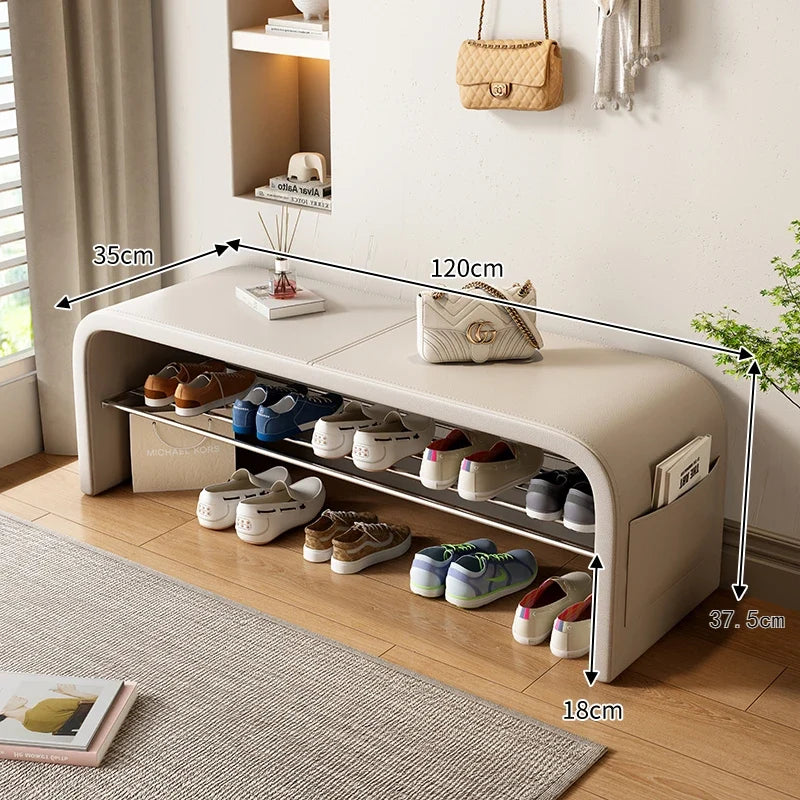 Light luxury shoe changing stool for home use, shoe wearing stool, shoe cabinet, integrated bed end stool