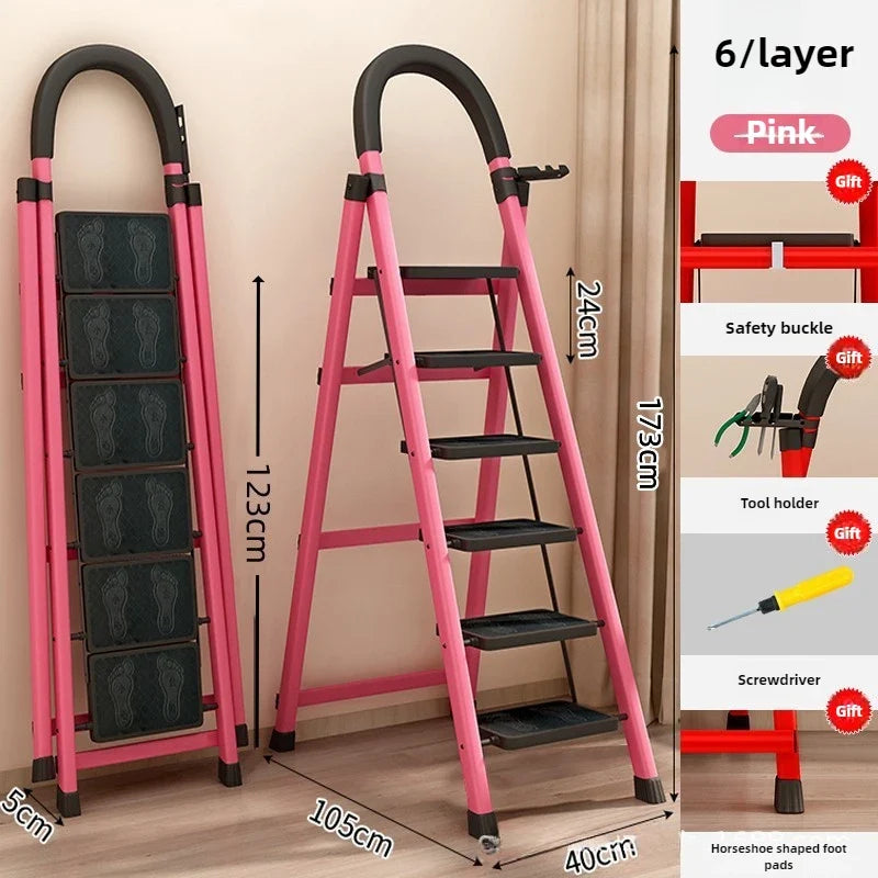 Ladder, zigzag ladder, folding ladder, three four five six step ladder, thickened carbon steel engineering ladder