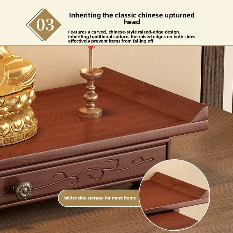 Buddha niche wall-mounted God of Wealth shrine non-solid wood Bodhisattva offering base incense burner storage shelf