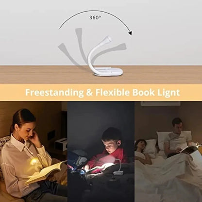 LED Reading Light USB Rechargeable Mini Book Light Clip-on Bed Night Light Stepless Dimmable Eye Protection Desk Lamp for Kids