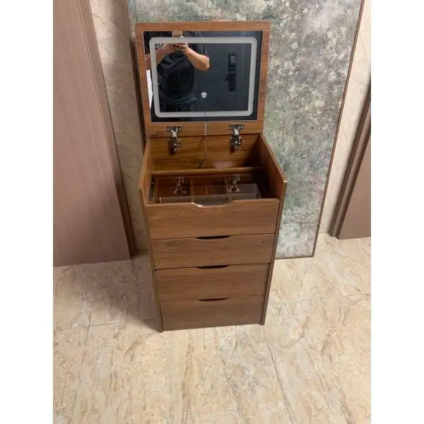 (60cm) 3 in 1 Vanity Desk with Plip Top Mirror, Small Make Up Vanity Set with Visible Glass Desktop